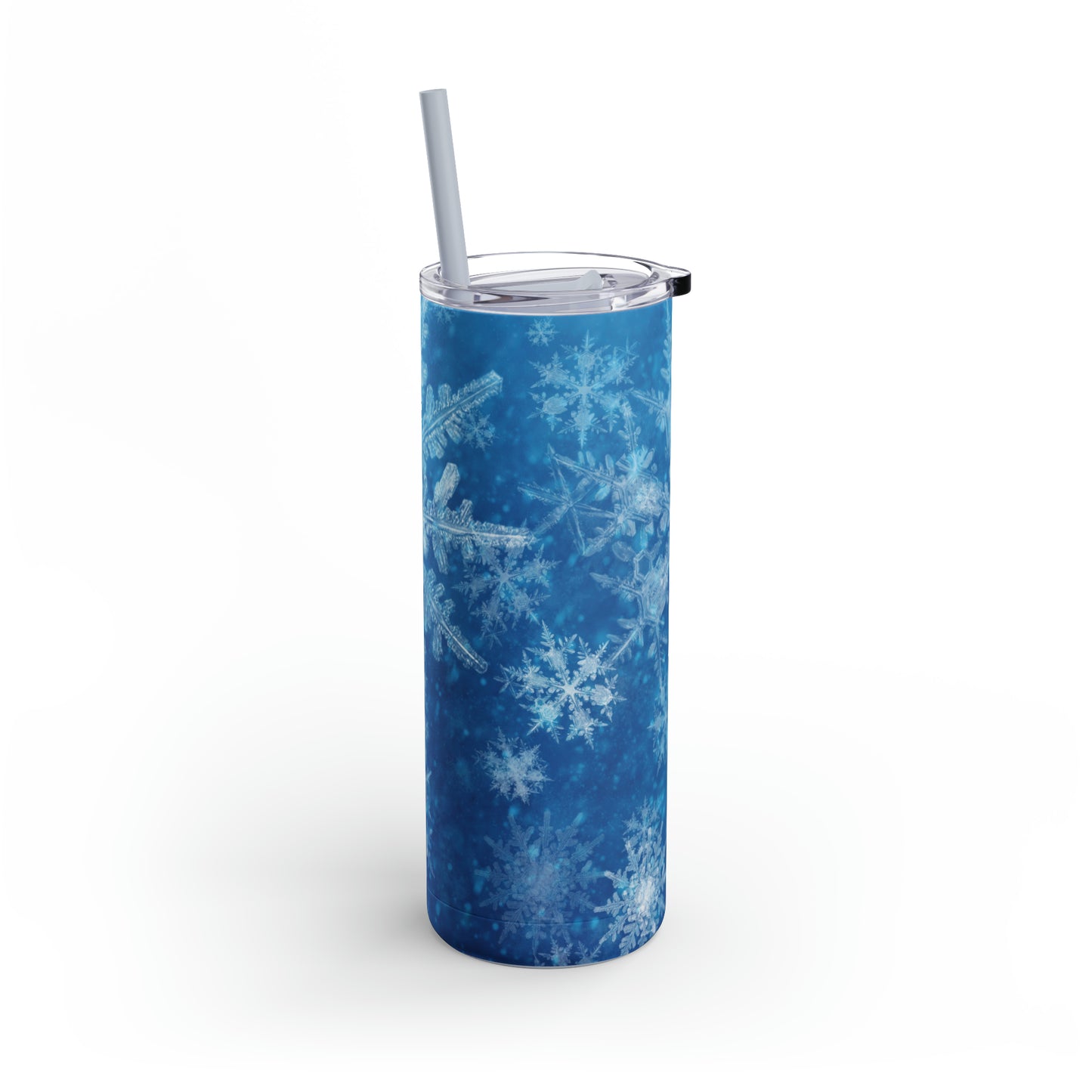 Sky Blue Snowflakes Maars Maker Skinny Matte Tumbler, 20oz