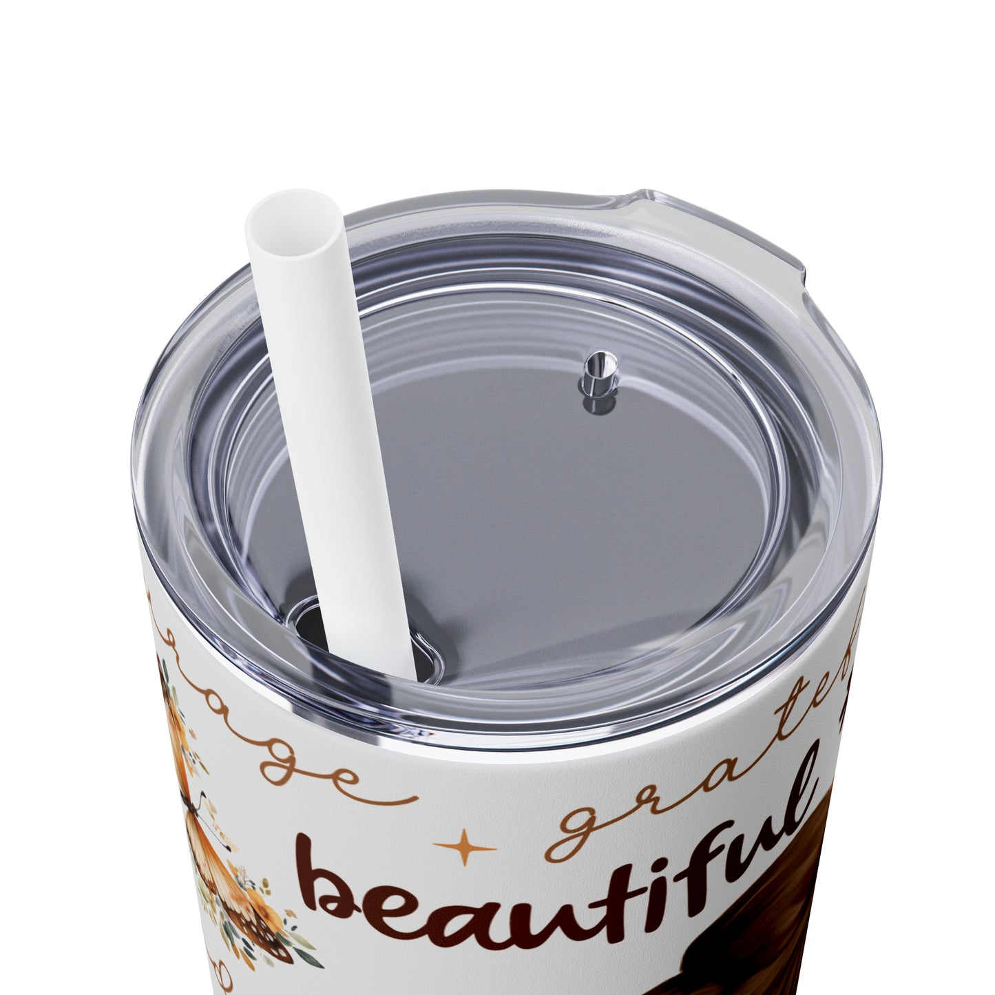 Affirmation Beauty -Skinny Tumbler with Straw, 20oz