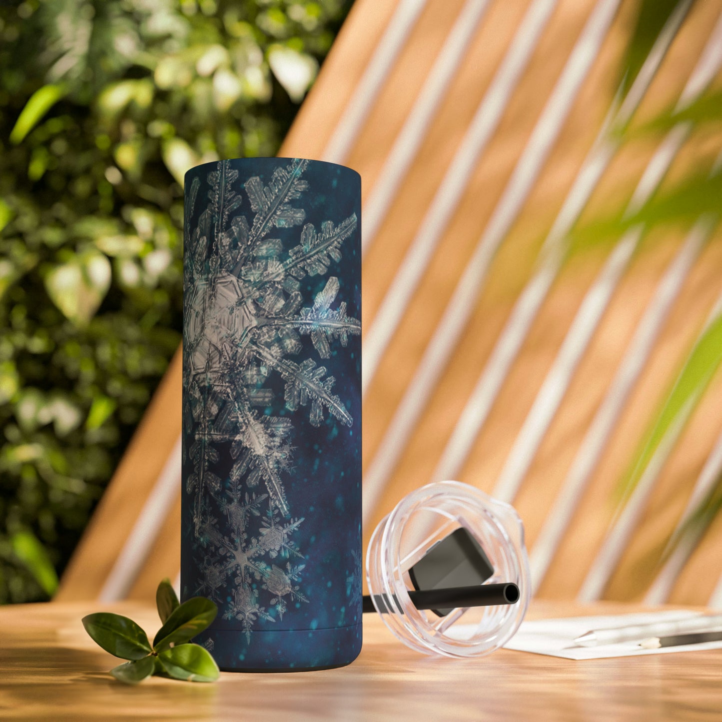 Midnight Sky Snowflakes Maars Maker Skinny Matte Tumbler, 20oz