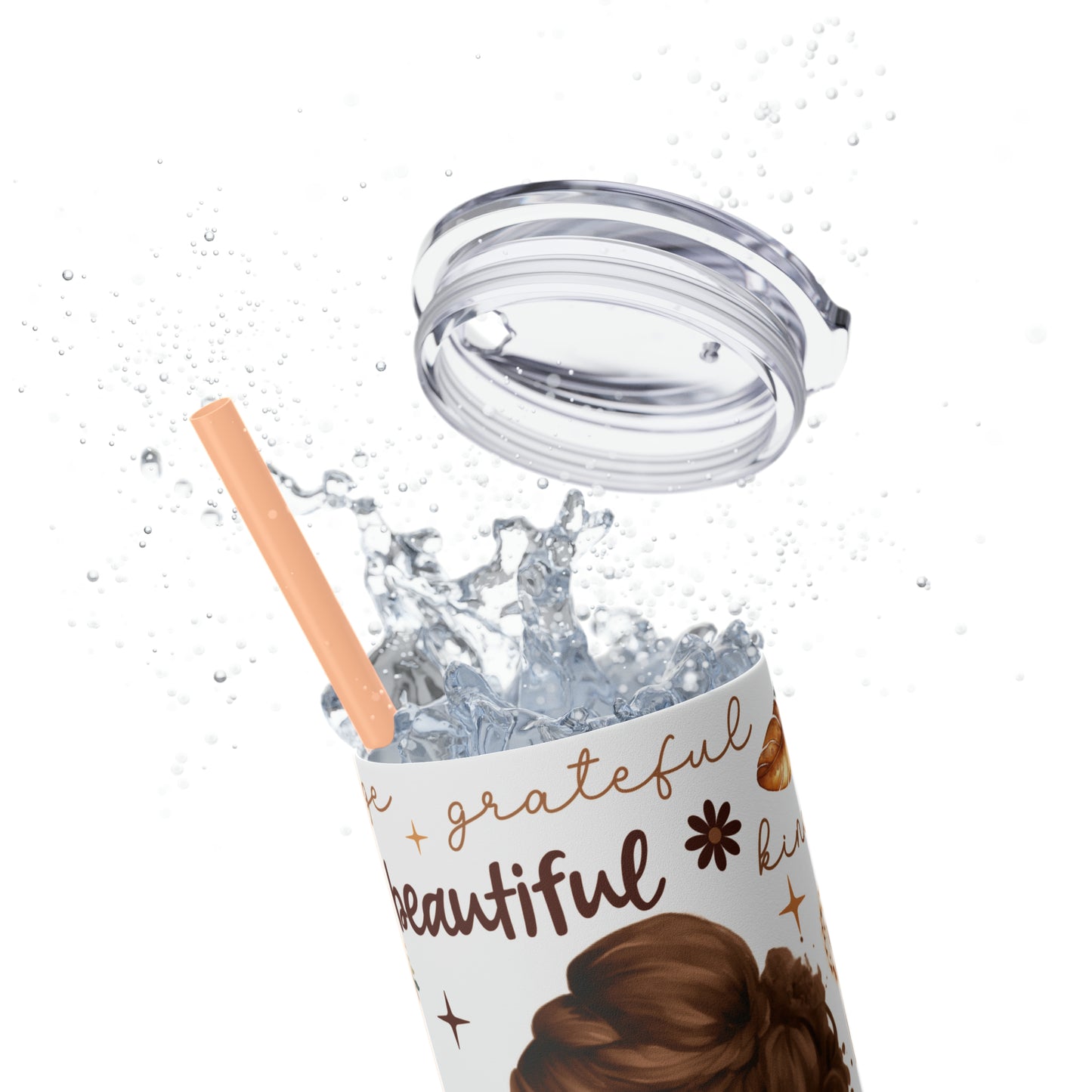 Affirmation Beauty -Skinny Tumbler with Straw, 20oz