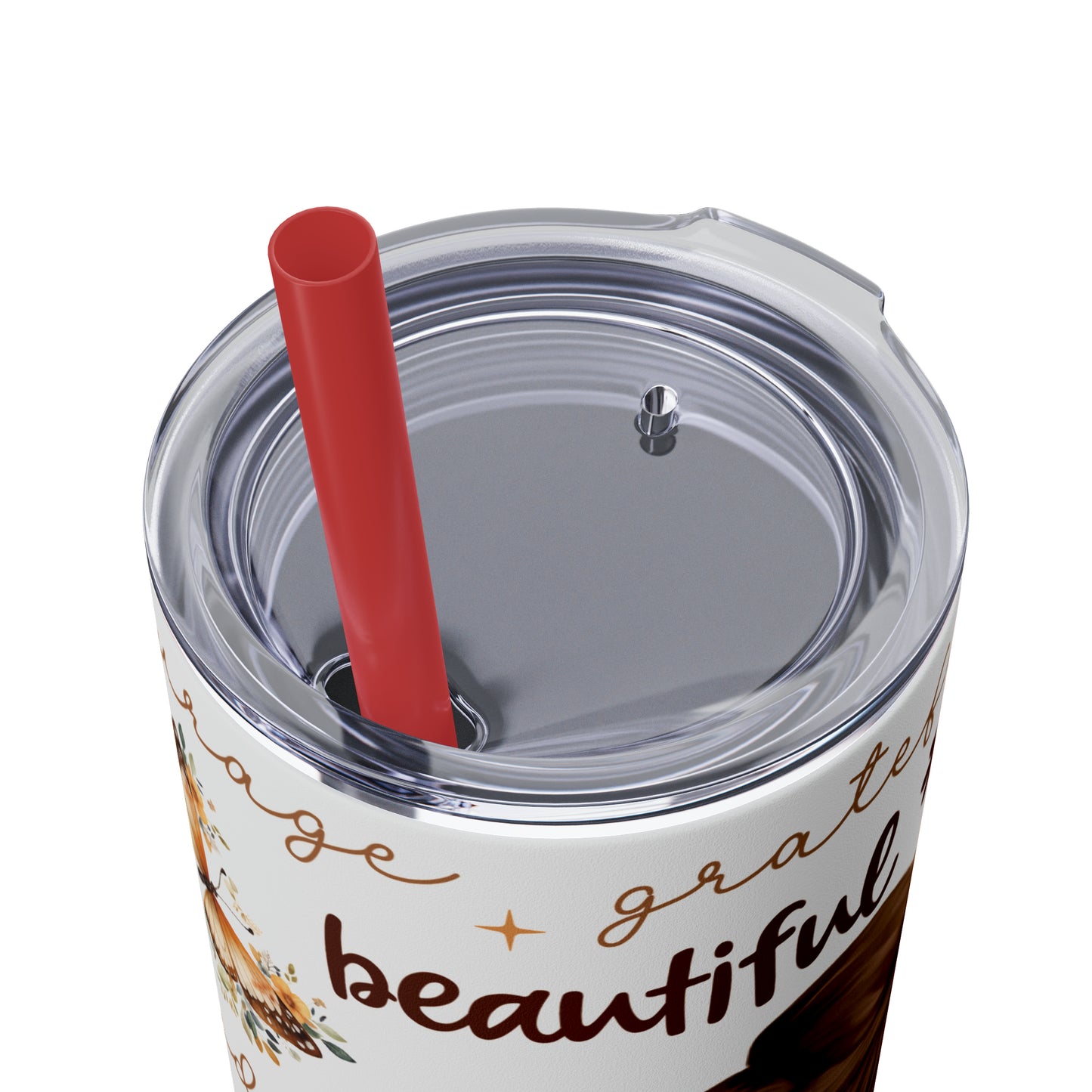 Affirmation Beauty -Skinny Tumbler with Straw, 20oz