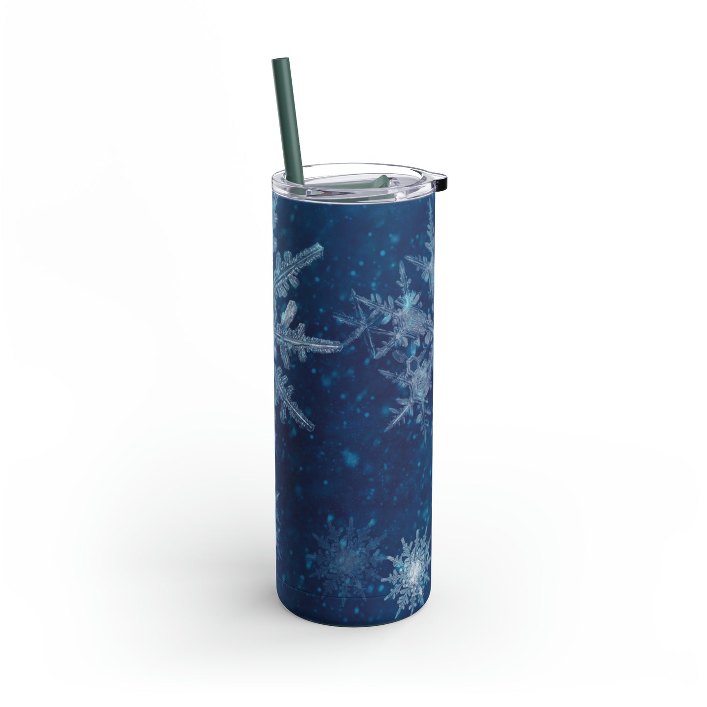 Midnight Sky Snowflakes Maars Maker Skinny Matte Tumbler, 20oz
