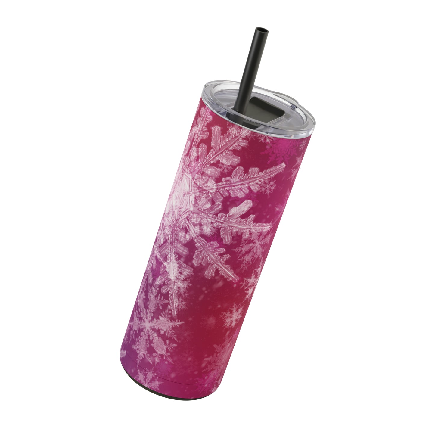 Pink Flamingo Snowflakes Maars Maker Skinny Matte Tumbler, 20oz