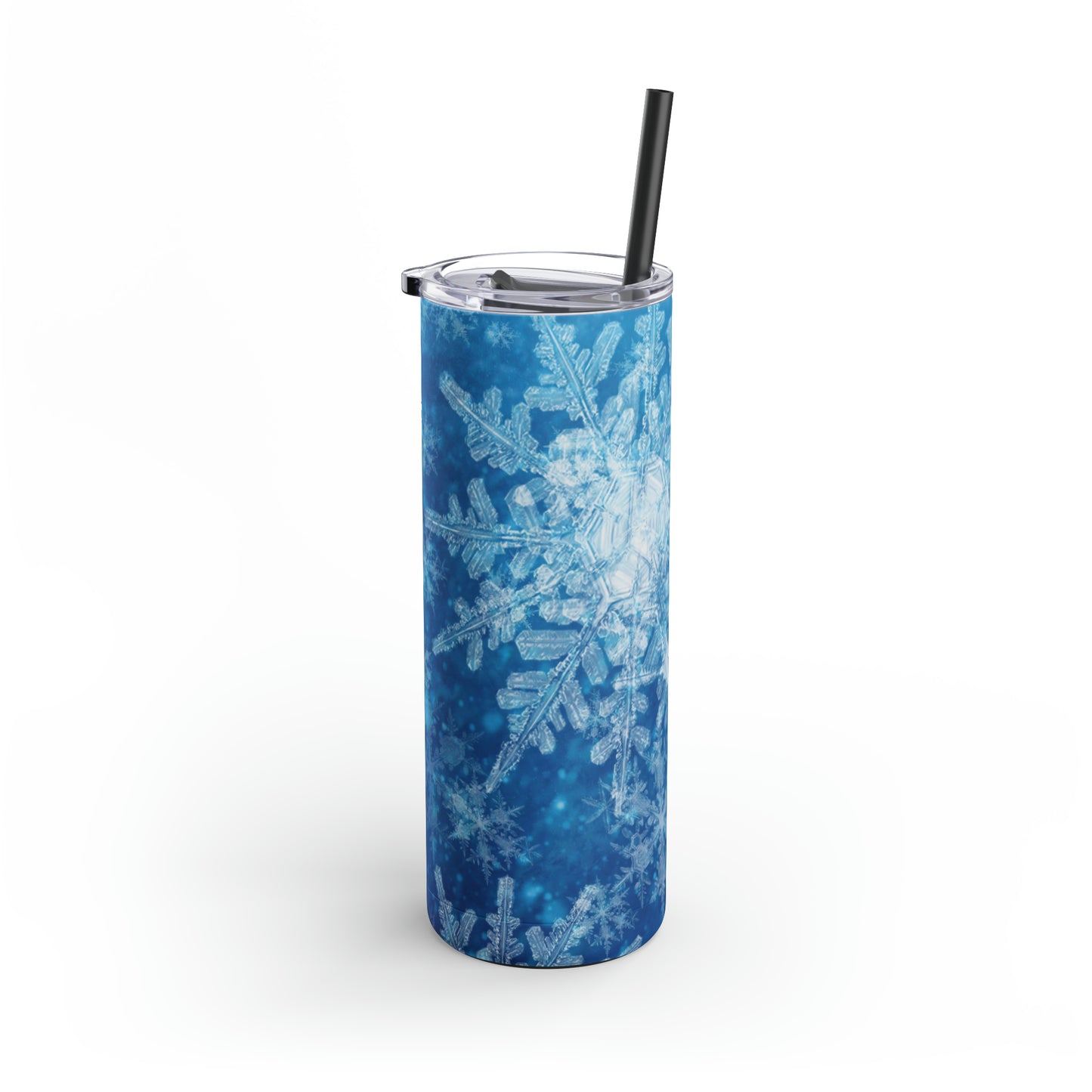 Sky Blue Snowflakes Maars Maker Skinny Matte Tumbler, 20oz