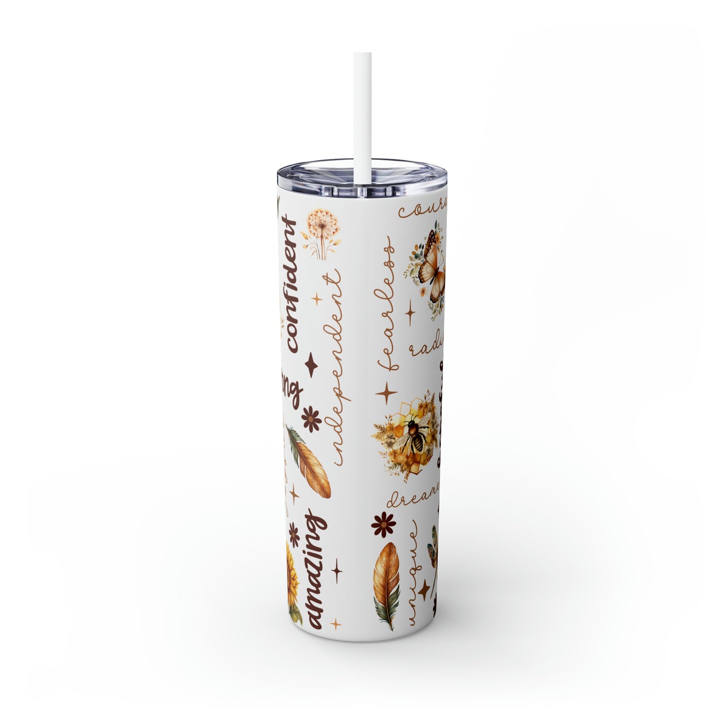 Affirmation Beauty -Skinny Tumbler with Straw, 20oz