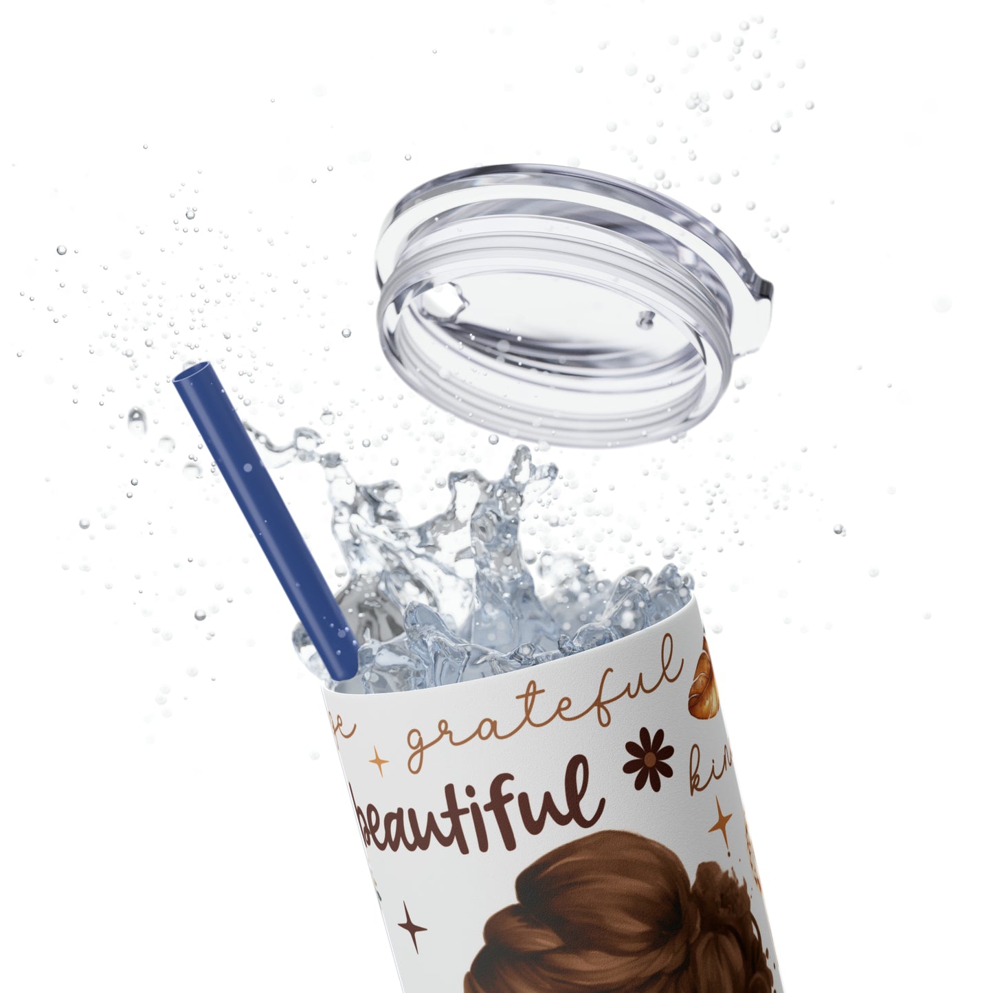 Affirmation Beauty -Skinny Tumbler with Straw, 20oz