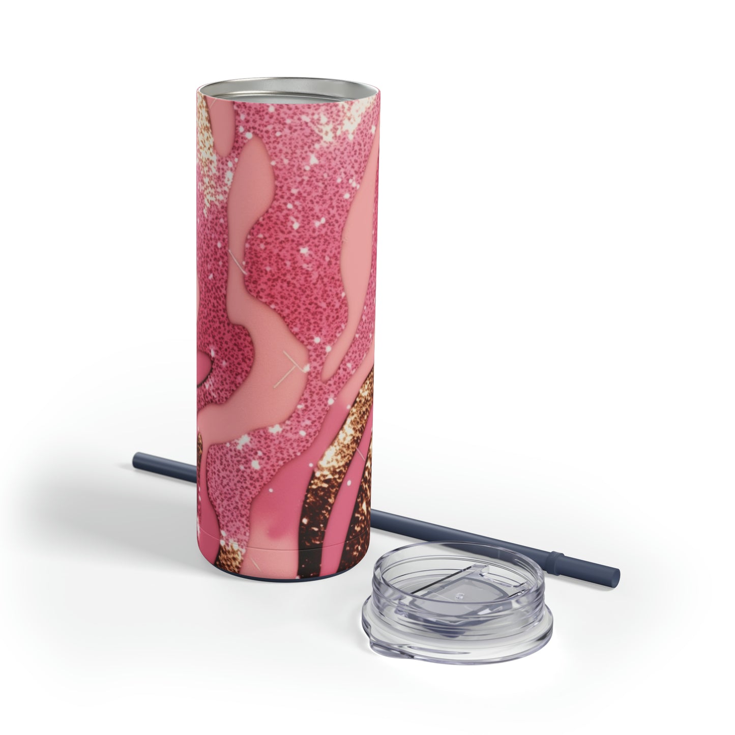 Glitter Pink Animal Maars Maker Skinny Matte Tumbler, 20oz