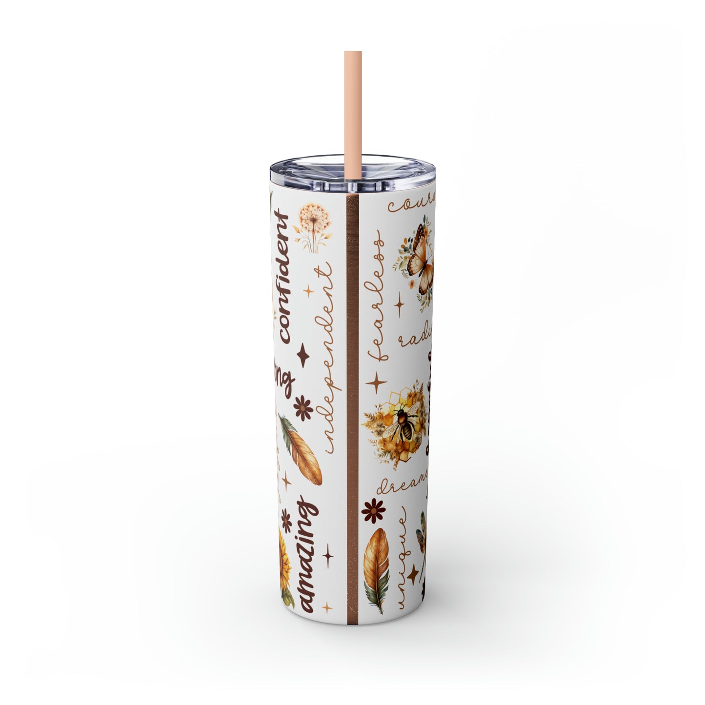 Affirmation Beauty -Skinny Tumbler with Straw, 20oz