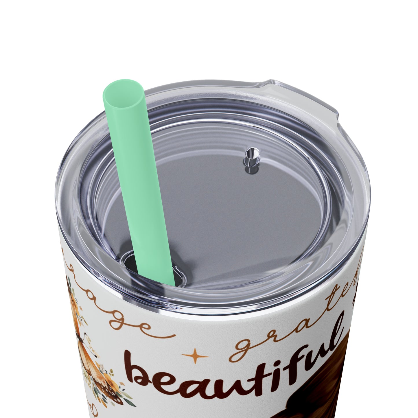 Affirmation Beauty -Skinny Tumbler with Straw, 20oz
