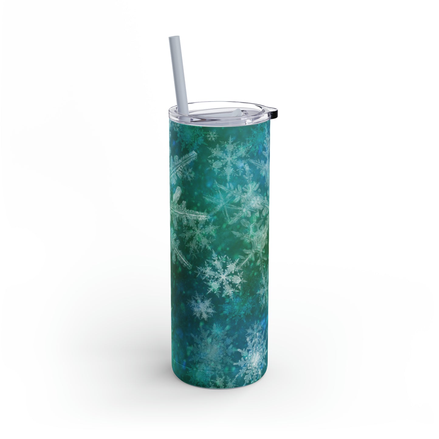 Emerald Green Snowflakes Maars Maker Skinny Matte Tumbler, 20oz