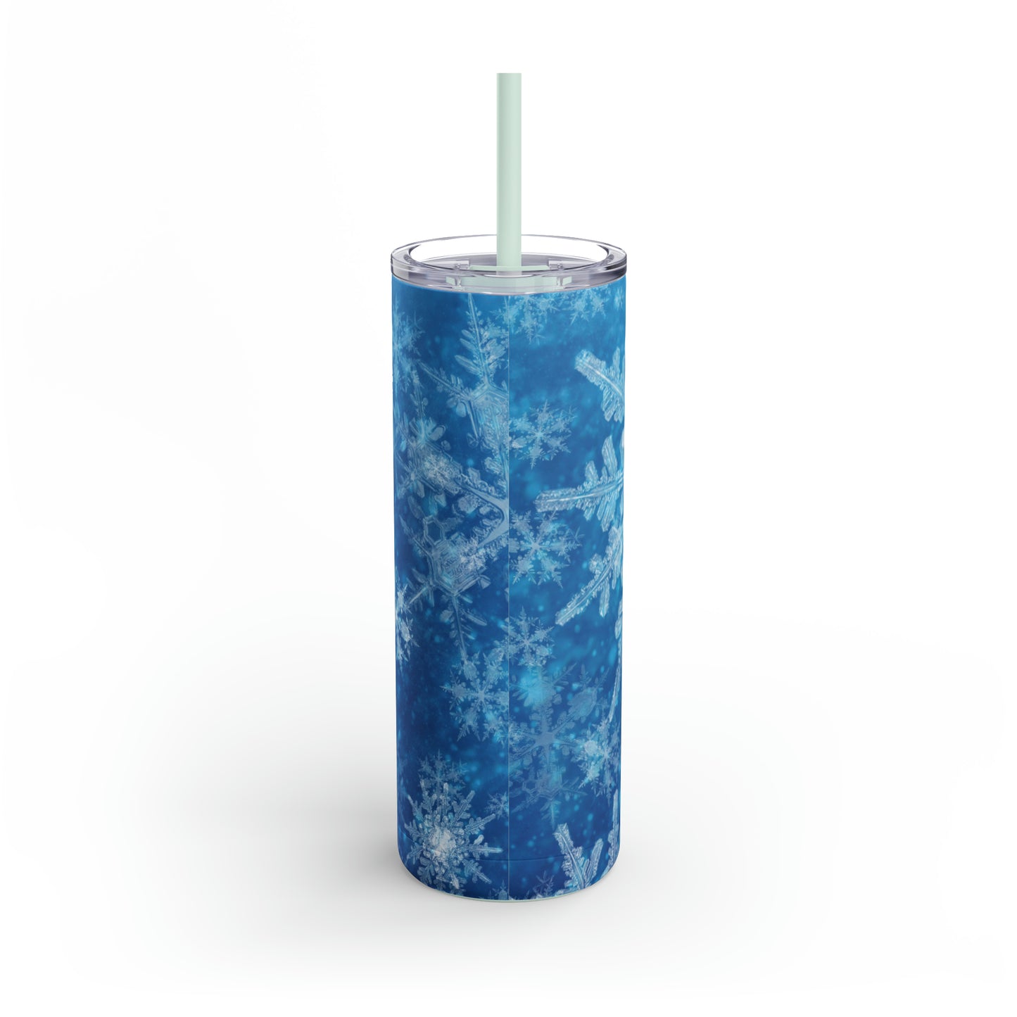 Sky Blue Snowflakes Maars Maker Skinny Matte Tumbler, 20oz