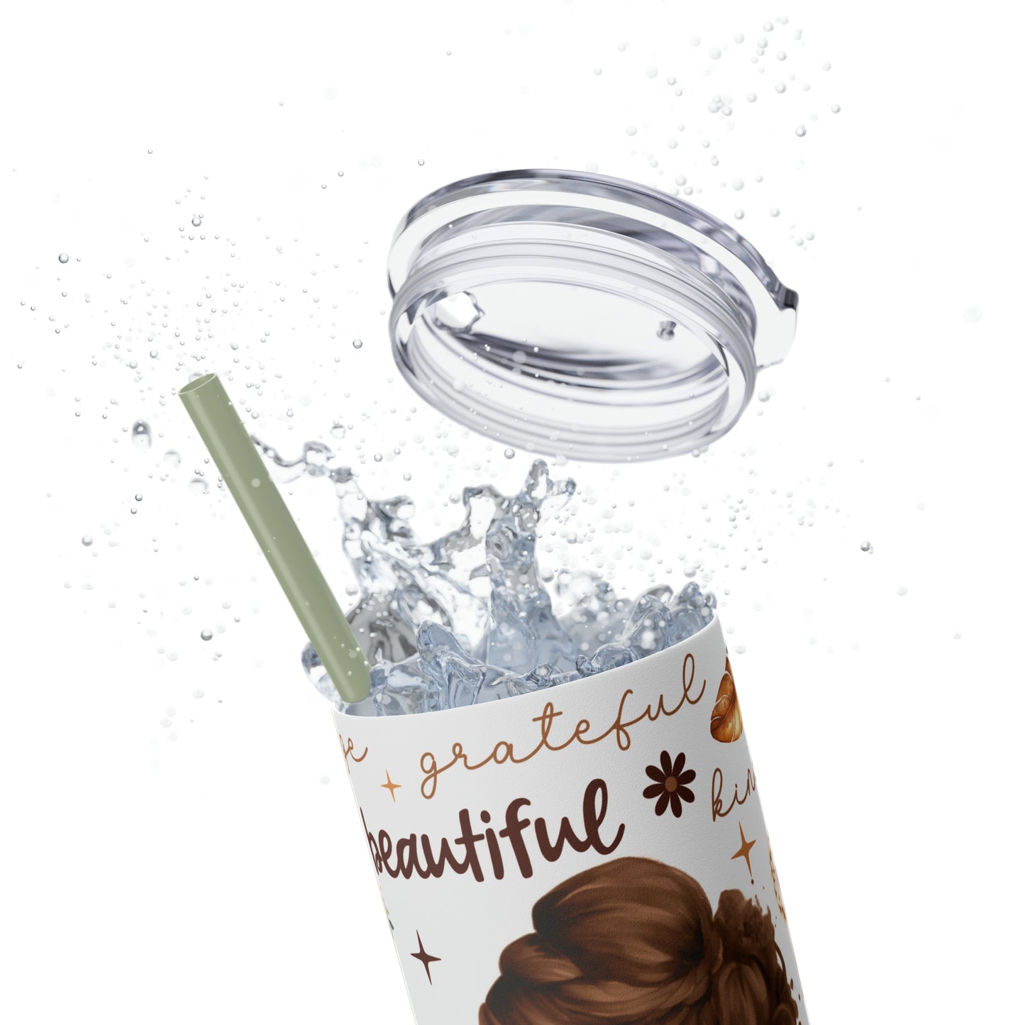 Affirmation Beauty -Skinny Tumbler with Straw, 20oz