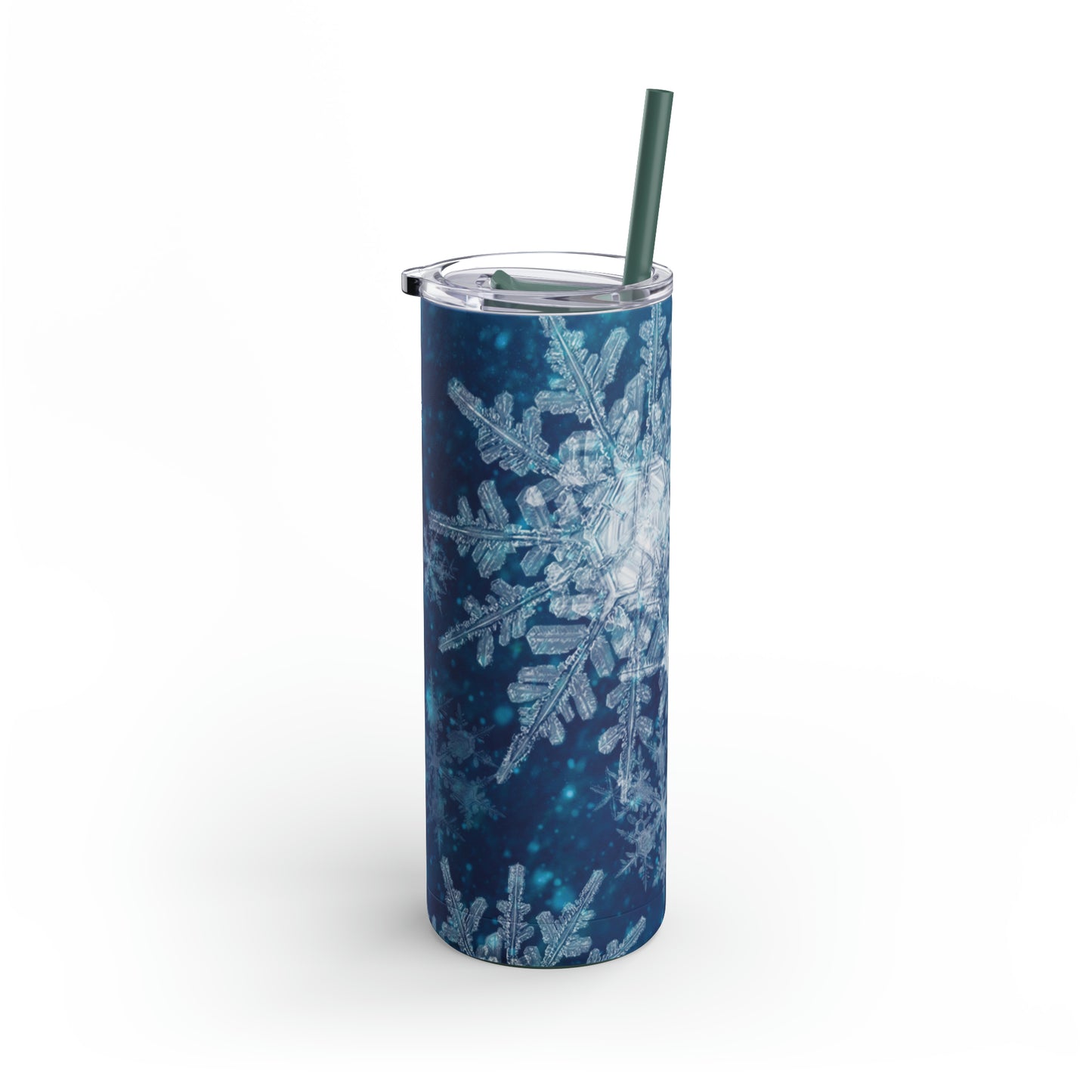 Midnight Sky Snowflakes Maars Maker Skinny Matte Tumbler, 20oz