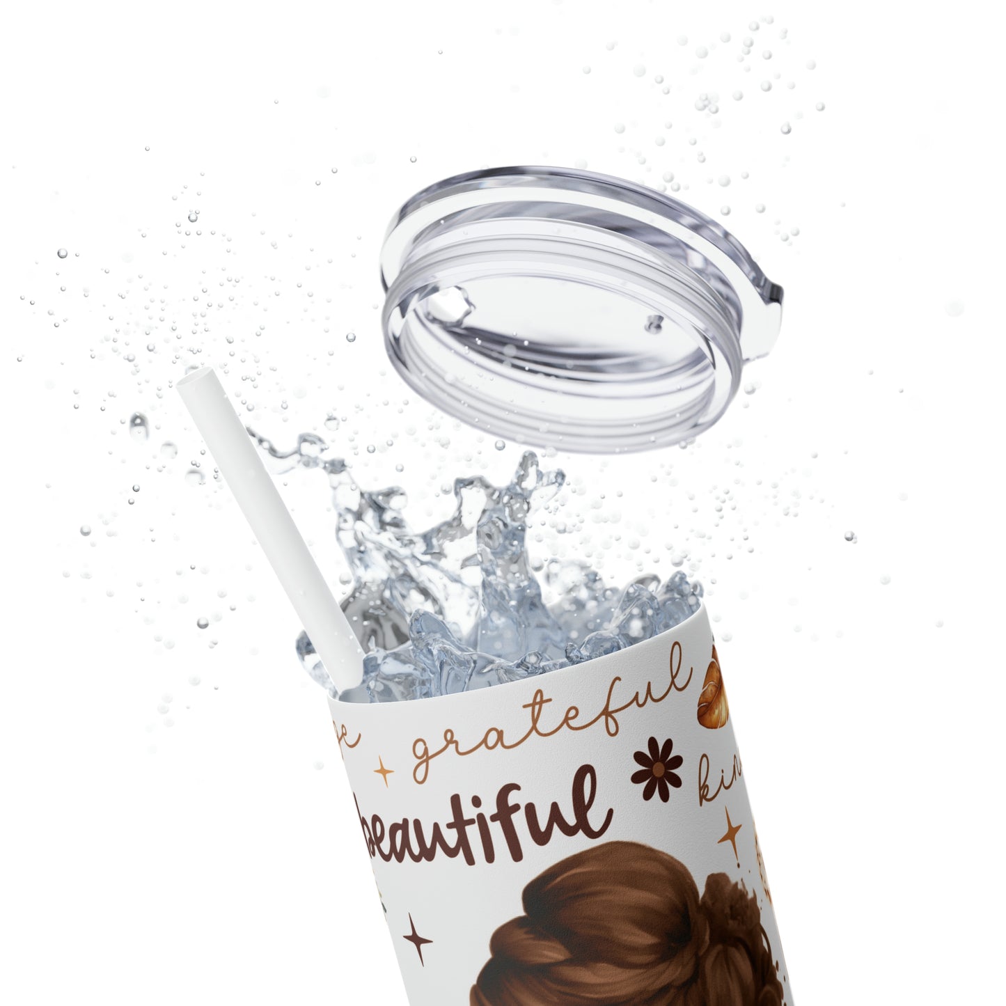 Affirmation Beauty -Skinny Tumbler with Straw, 20oz