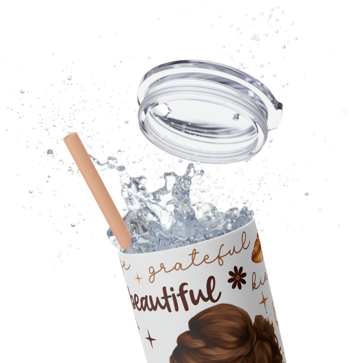 Affirmation Beauty -Skinny Tumbler with Straw, 20oz