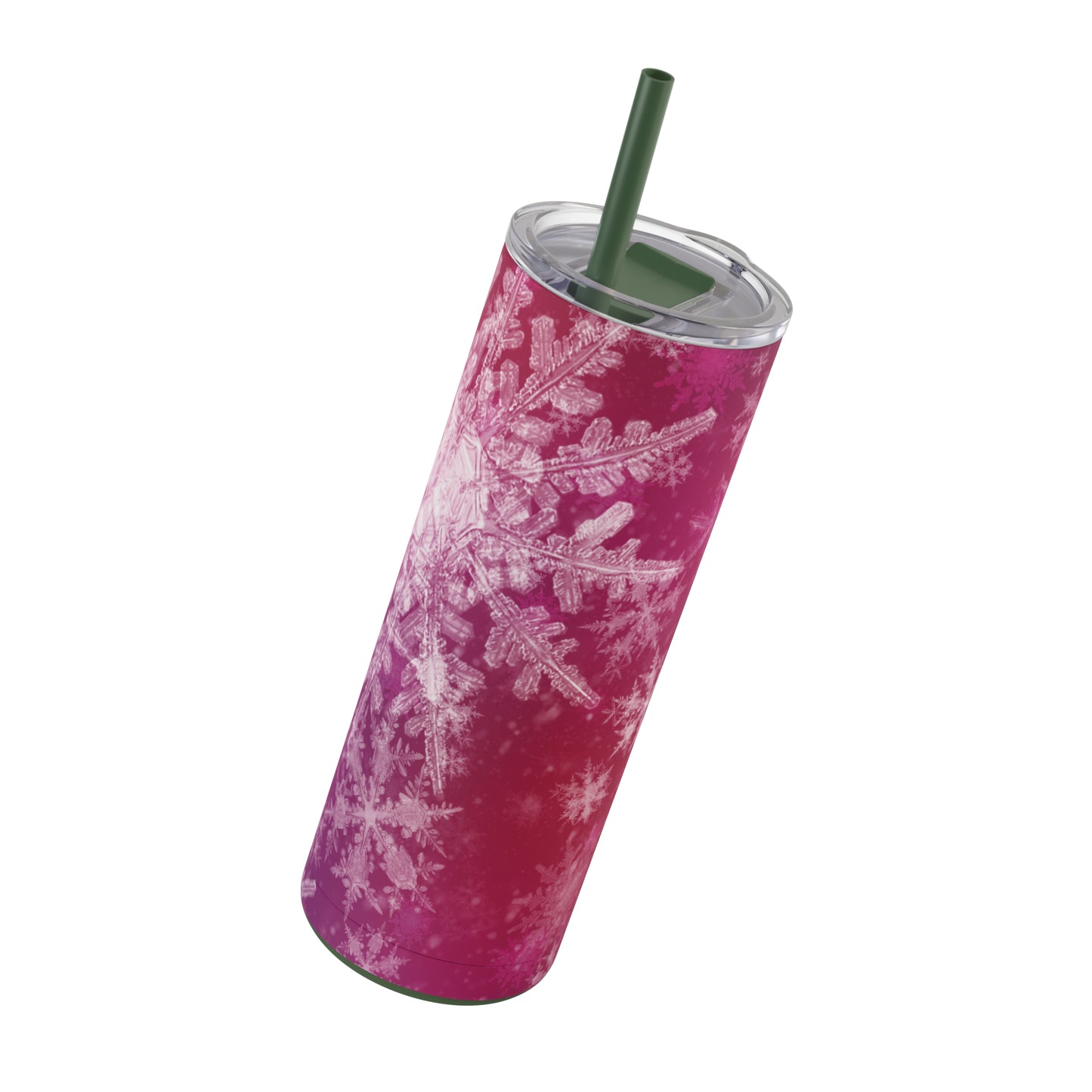 Pink Flamingo Snowflakes Maars Maker Skinny Matte Tumbler, 20oz