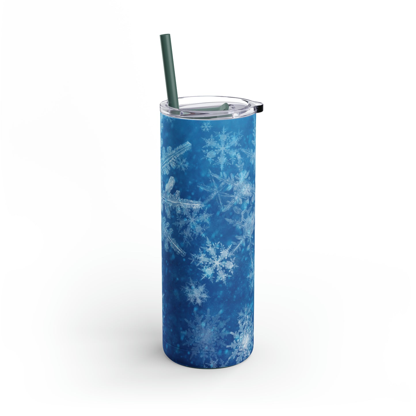 Sky Blue Snowflakes Maars Maker Skinny Matte Tumbler, 20oz