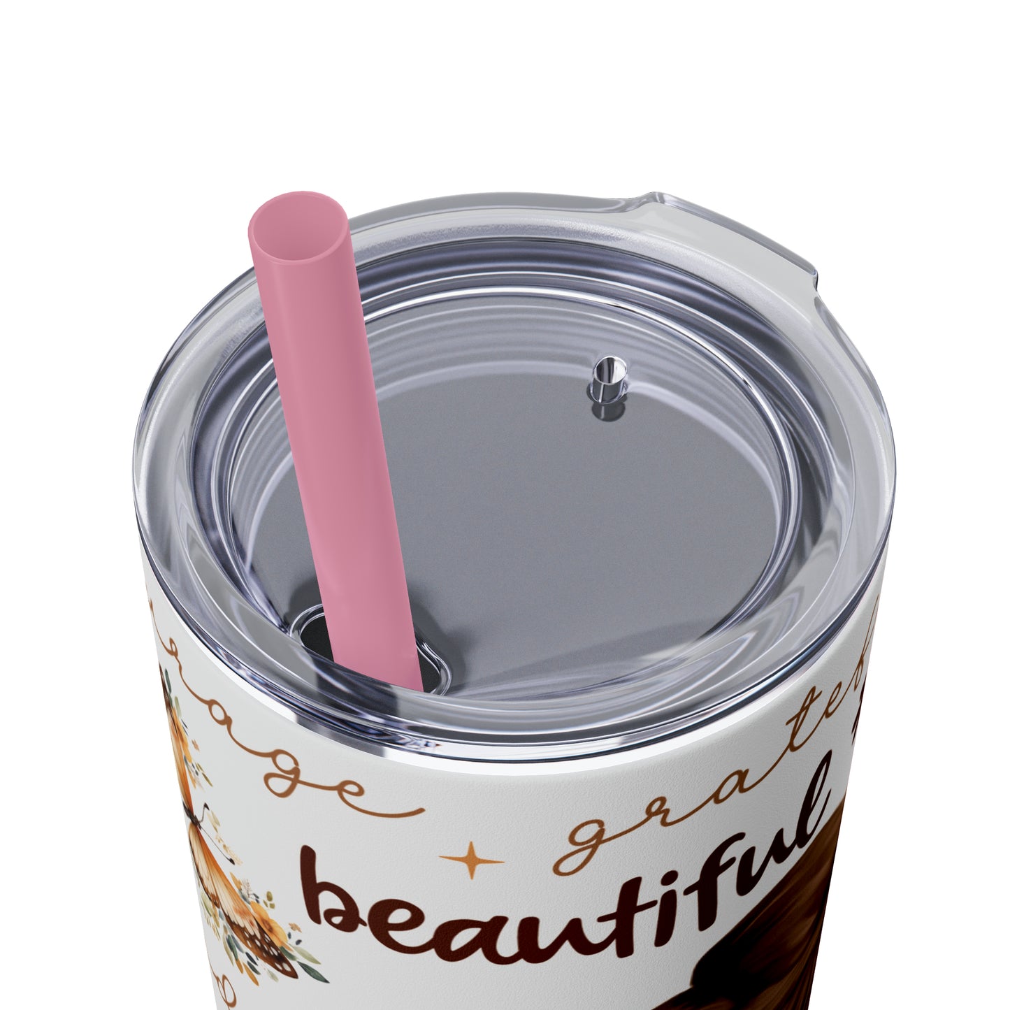 Affirmation Beauty -Skinny Tumbler with Straw, 20oz