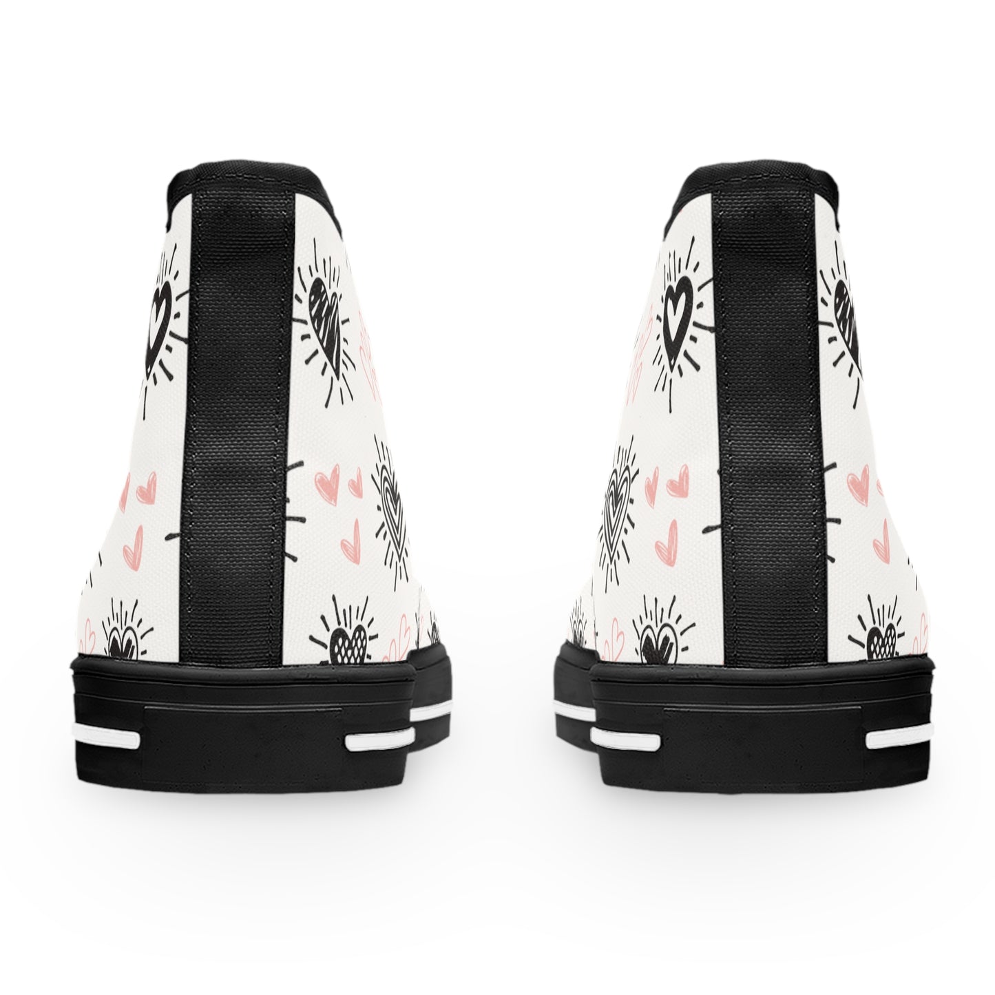Black and Pink Hearts-Women's High Top Sneakers