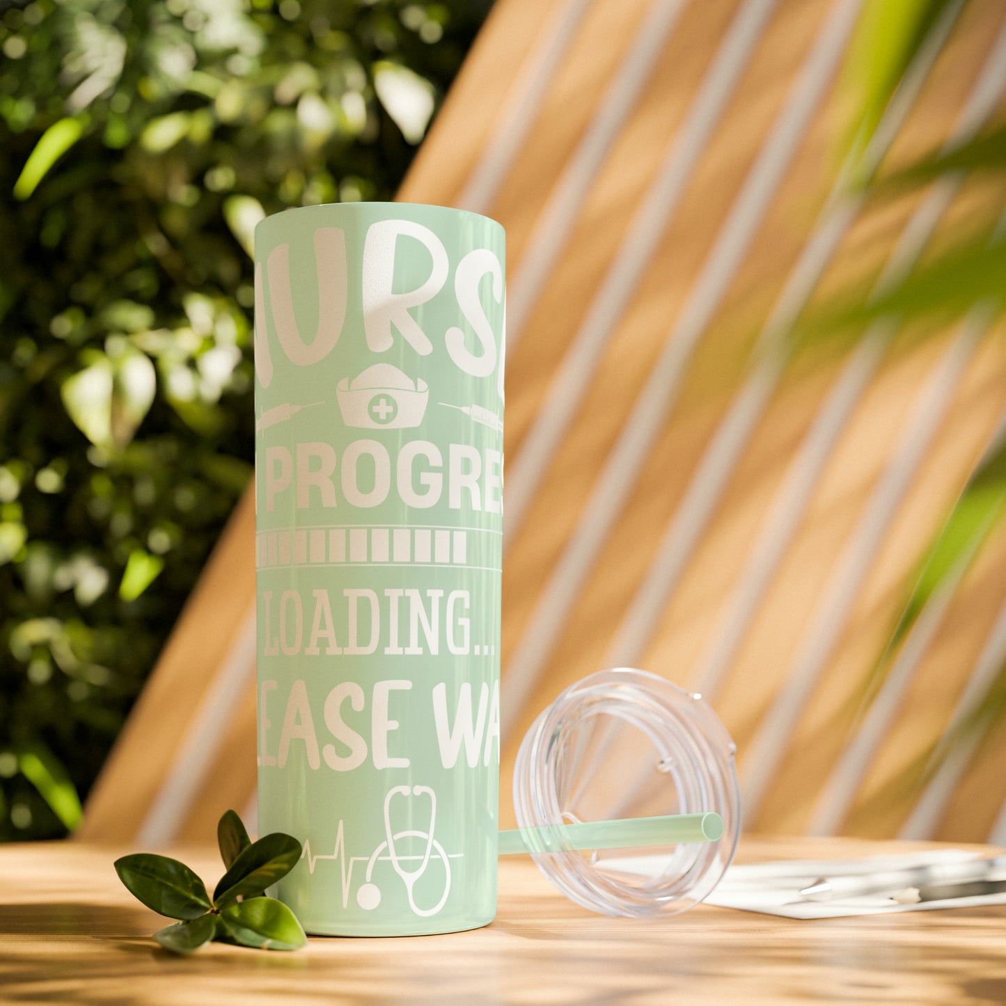 Nurse In Progress Loading Please Wait Skinny Tumbler with Straw, 20oz