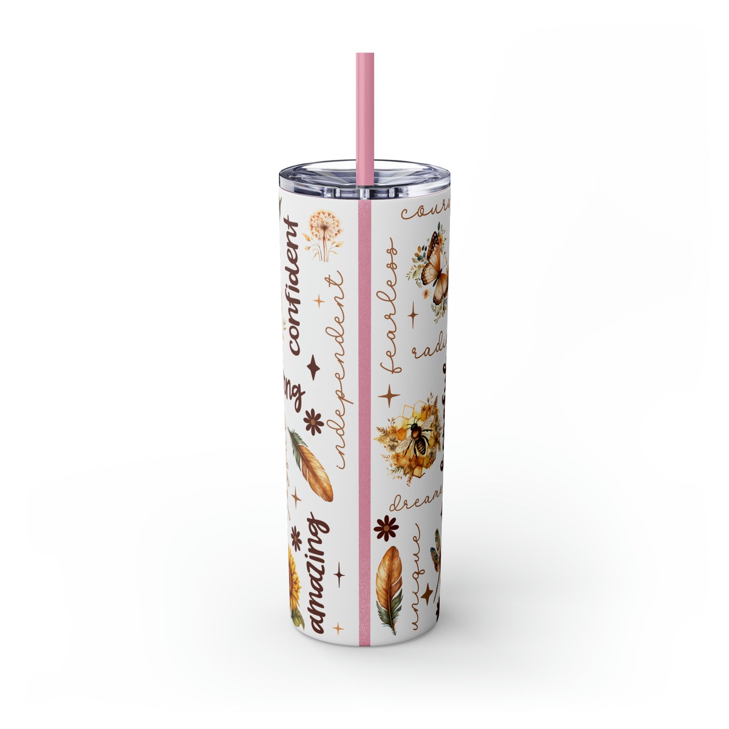 Affirmation Beauty -Skinny Tumbler with Straw, 20oz