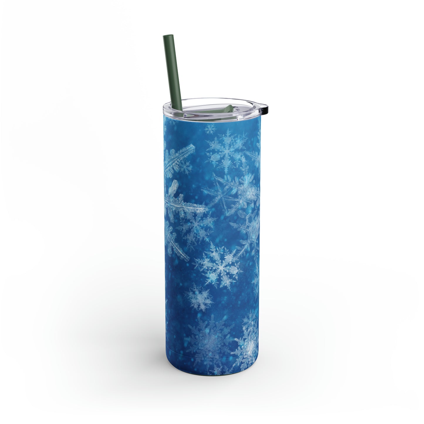 Sky Blue Snowflakes Maars Maker Skinny Matte Tumbler, 20oz