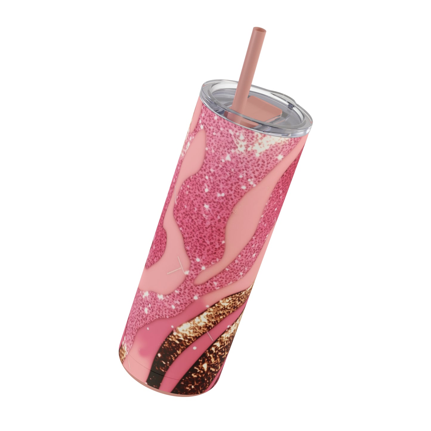 Glitter Pink Animal Maars Maker Skinny Matte Tumbler, 20oz