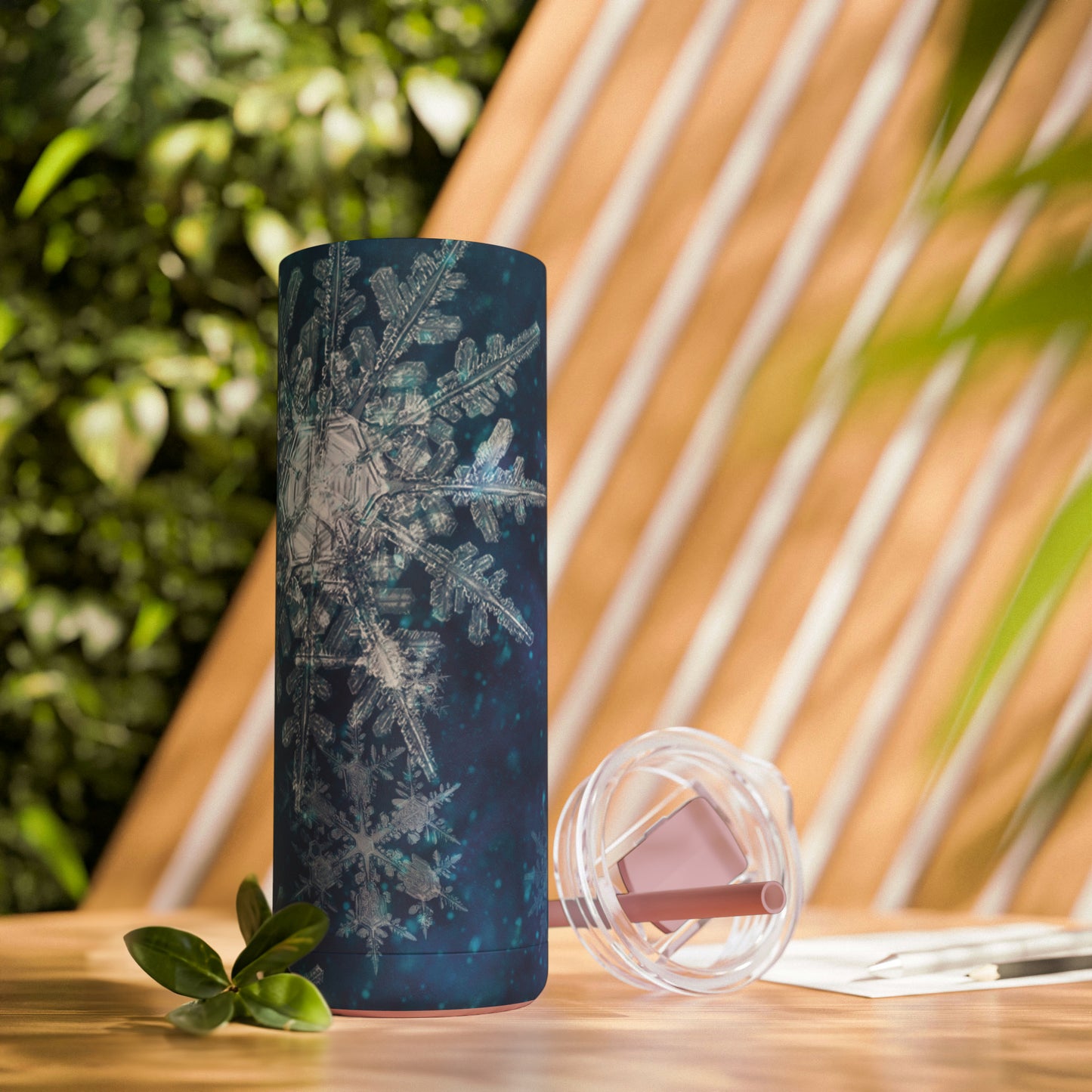 Midnight Sky Snowflakes Maars Maker Skinny Matte Tumbler, 20oz