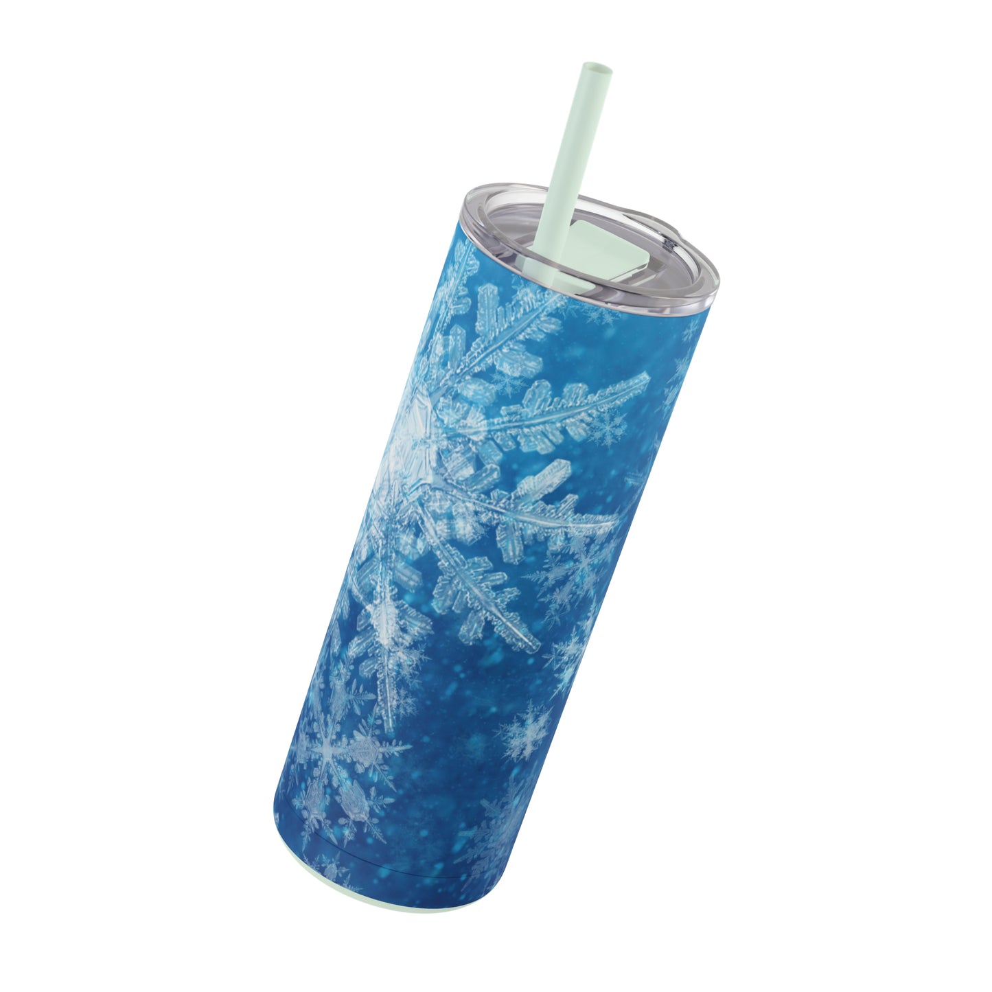 Sky Blue Snowflakes Maars Maker Skinny Matte Tumbler, 20oz