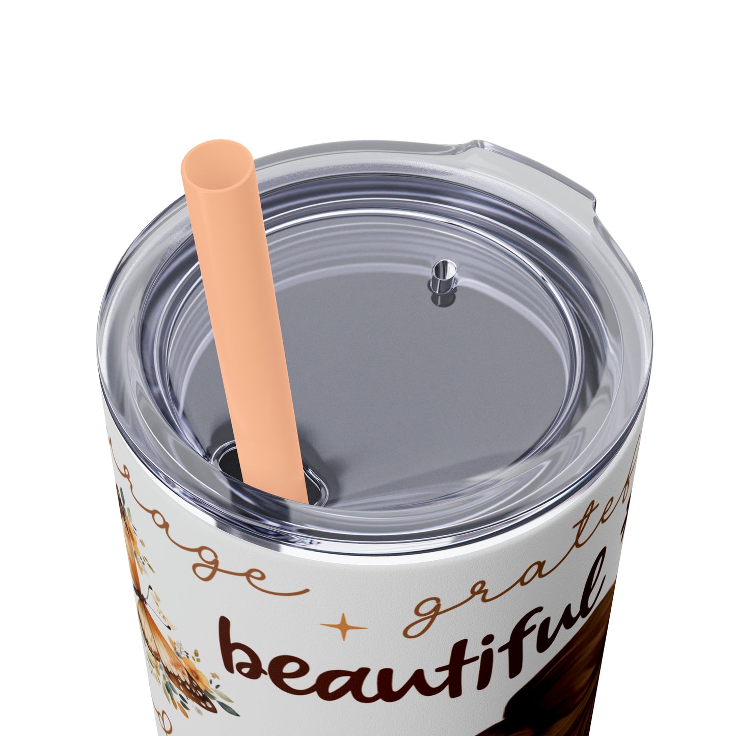Affirmation Beauty -Skinny Tumbler with Straw, 20oz