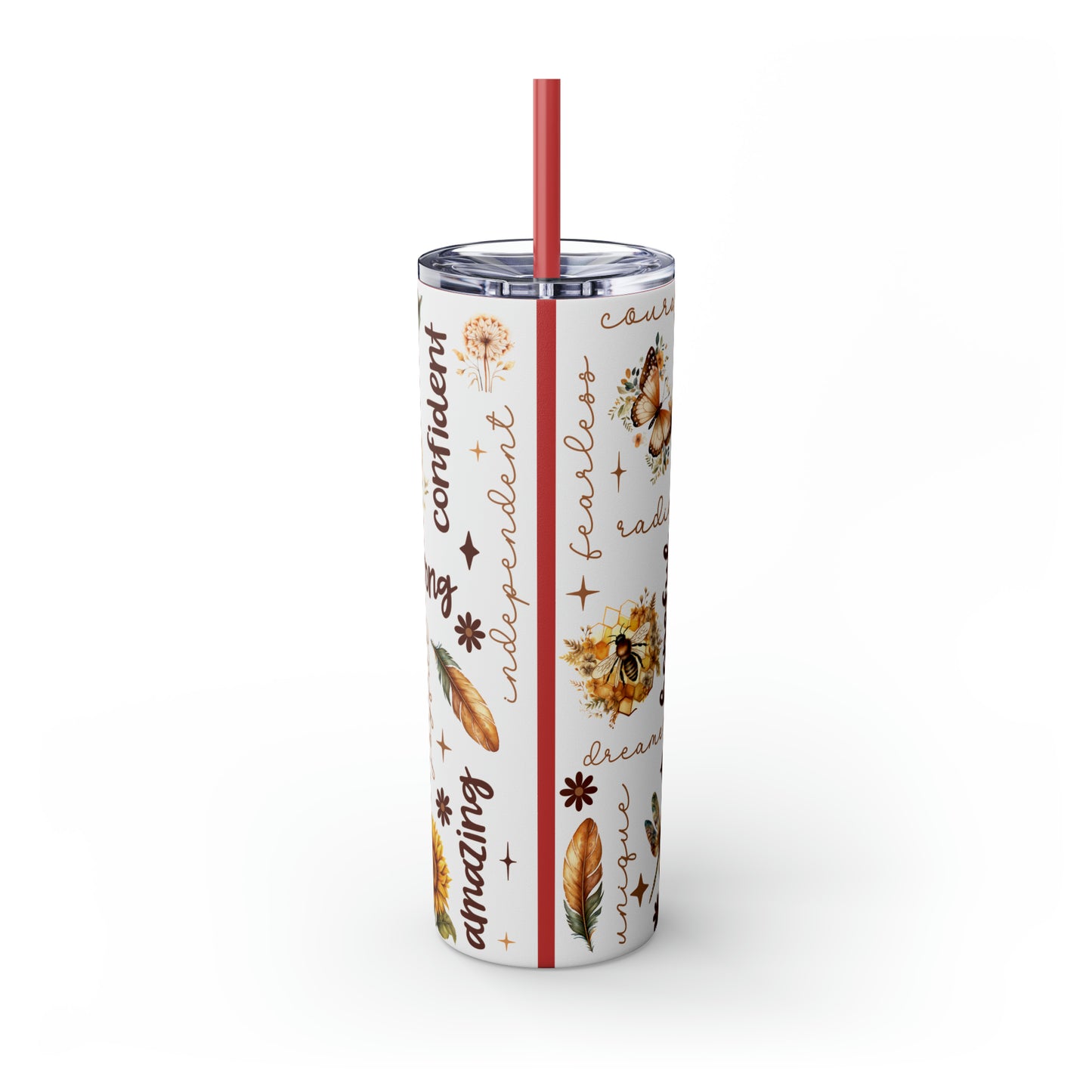 Affirmation Beauty -Skinny Tumbler with Straw, 20oz