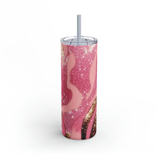 Glitter Pink Animal Maars Maker Skinny Matte Tumbler, 20oz