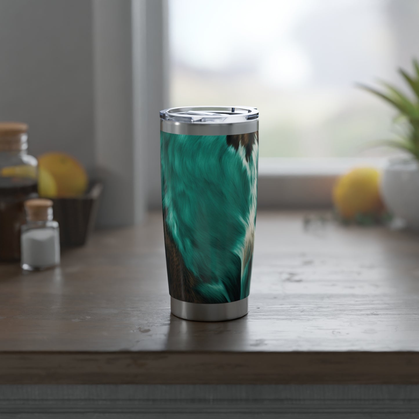Cow Hide Teal Western Vagabond 20oz Tumbler