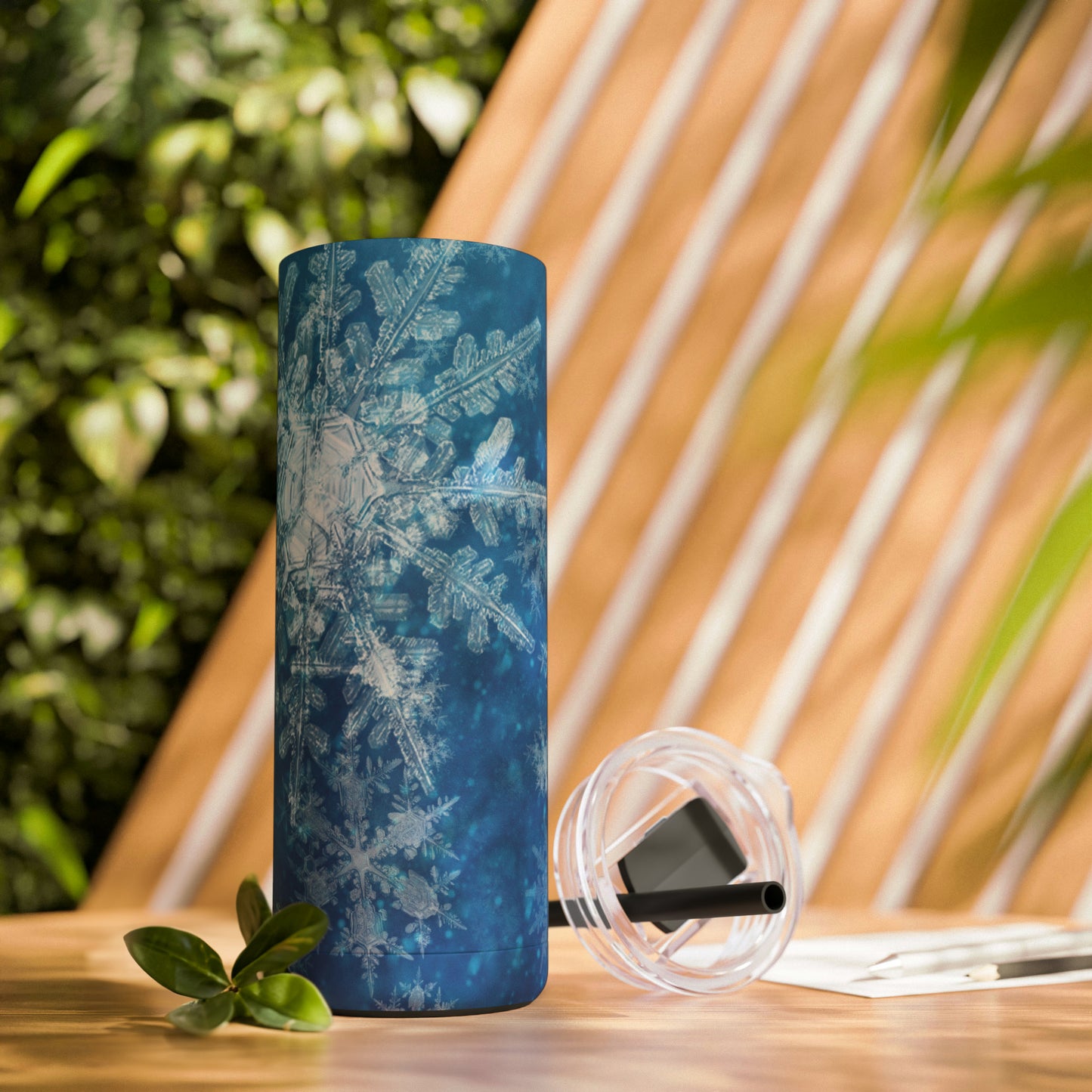 Sky Blue Snowflakes Maars Maker Skinny Matte Tumbler, 20oz