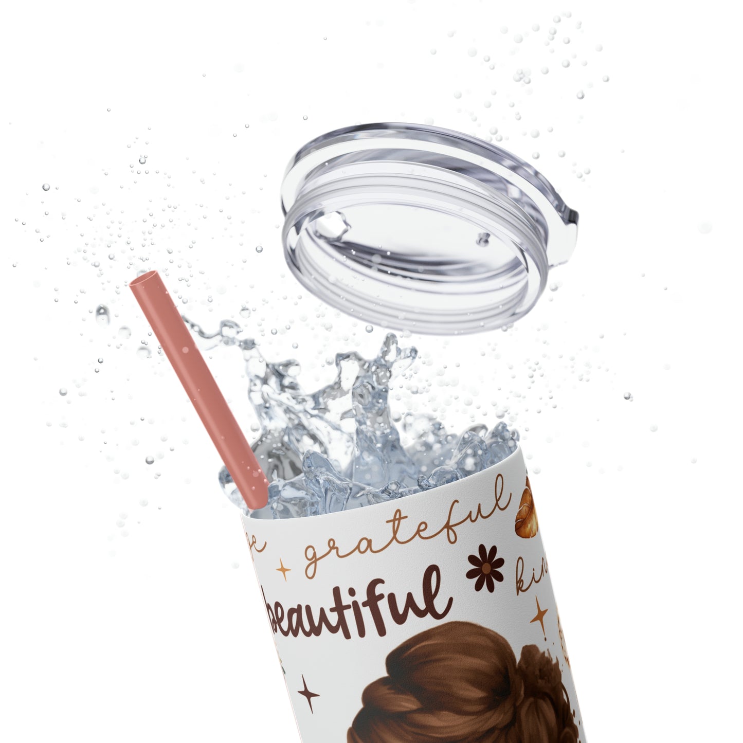 Affirmation Beauty -Skinny Tumbler with Straw, 20oz