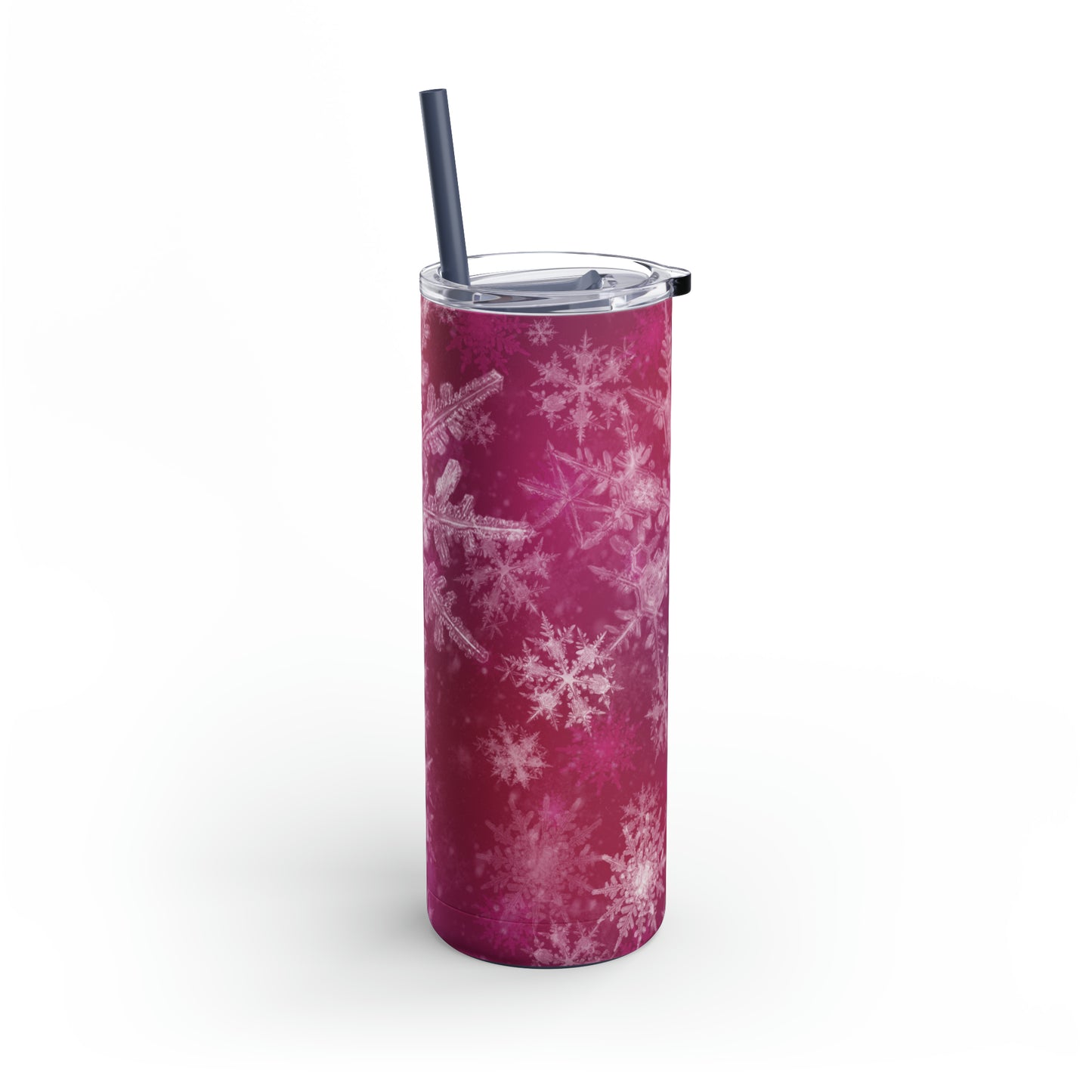 Pink Flamingo Snowflakes Maars Maker Skinny Matte Tumbler, 20oz