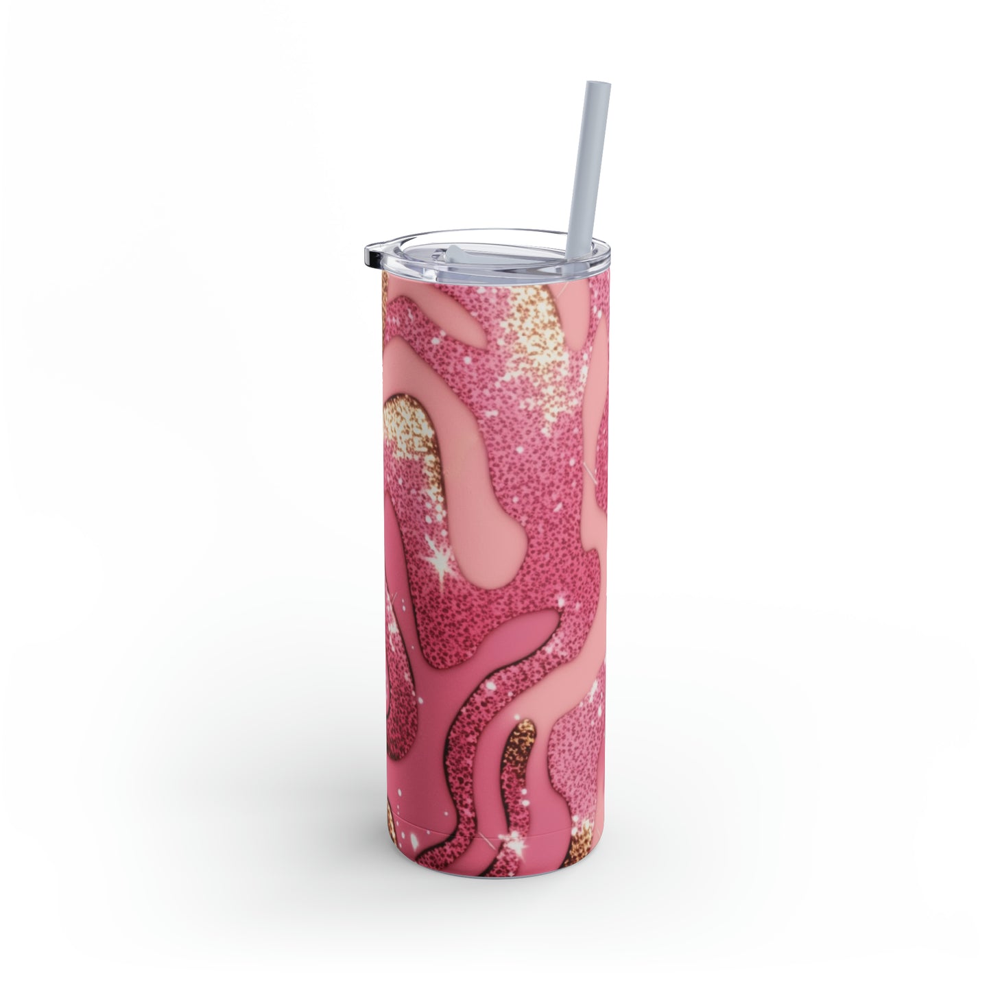 Glitter Pink Animal Maars Maker Skinny Matte Tumbler, 20oz