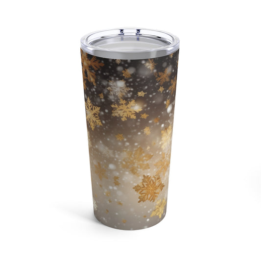 Gold Christmas Snow Flakes Tumbler 20oz