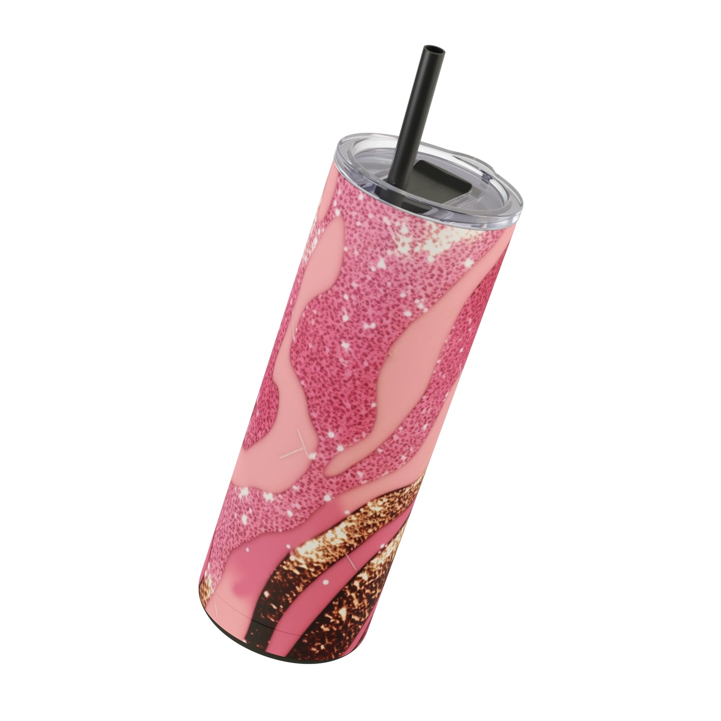 Glitter Pink Animal Maars Maker Skinny Matte Tumbler, 20oz