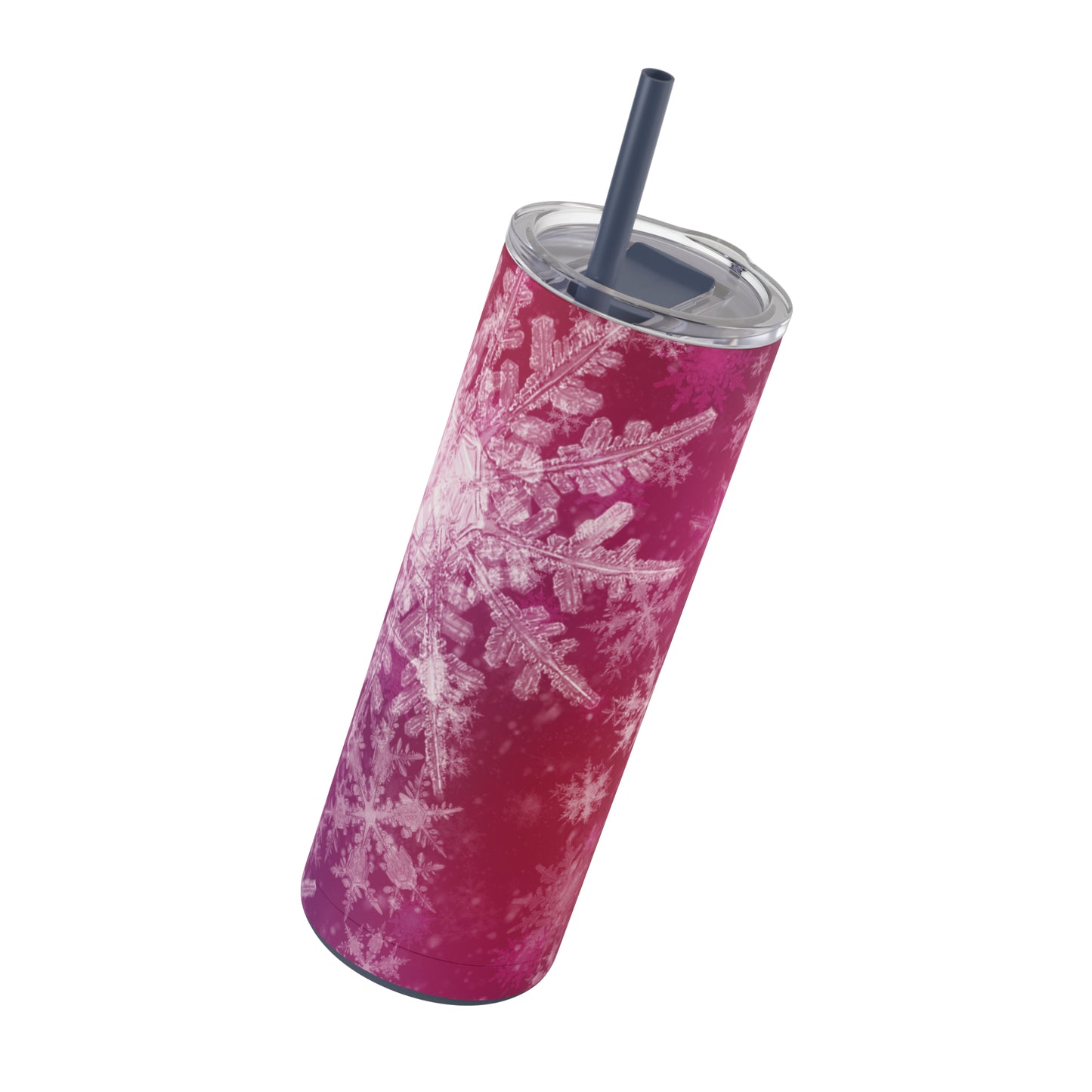 Pink Flamingo Snowflakes Maars Maker Skinny Matte Tumbler, 20oz