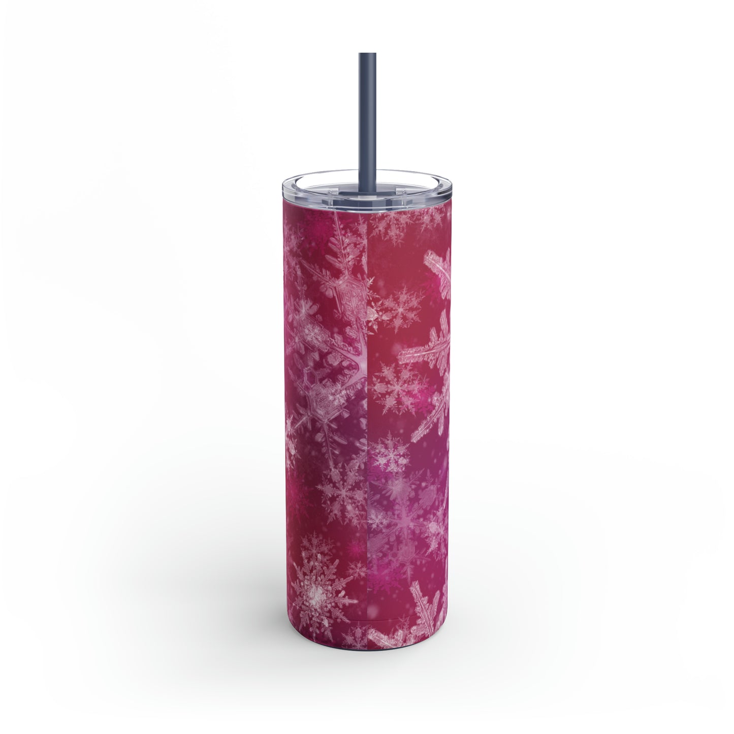 Pink Flamingo Snowflakes Maars Maker Skinny Matte Tumbler, 20oz