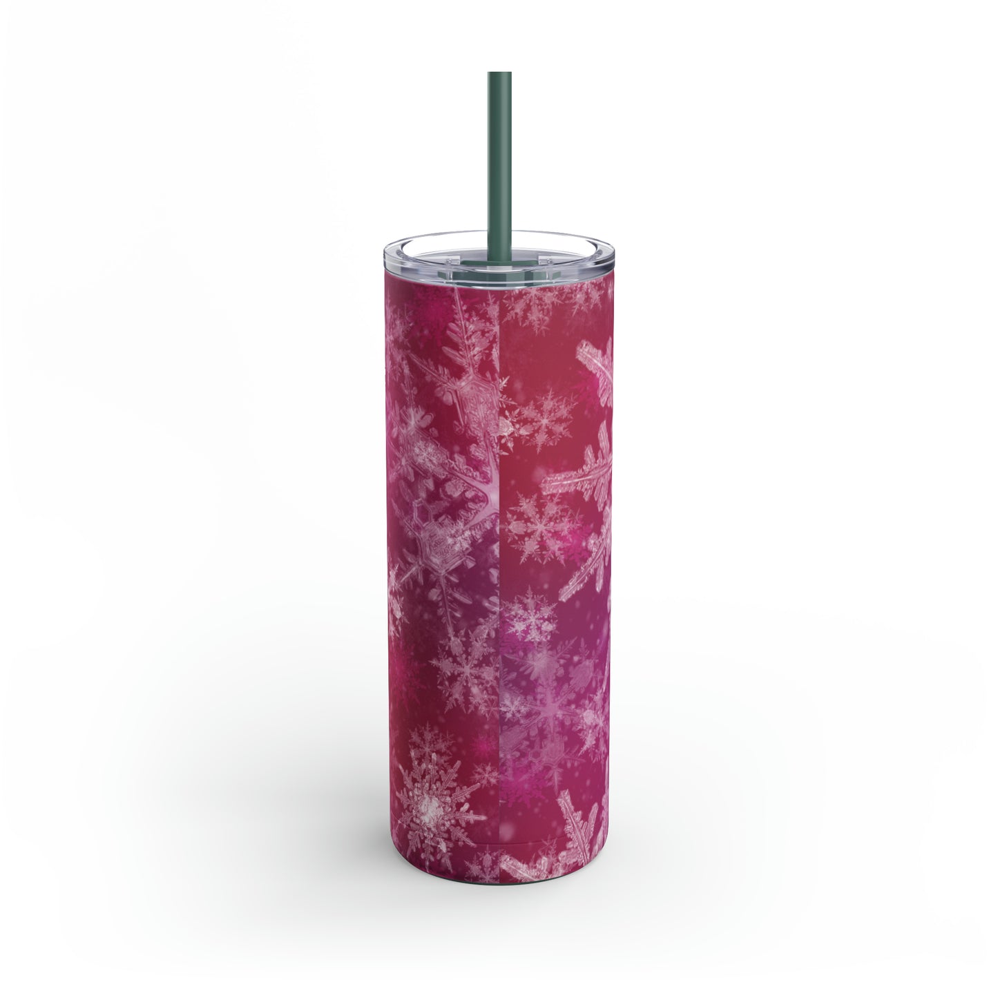 Pink Flamingo Snowflakes Maars Maker Skinny Matte Tumbler, 20oz