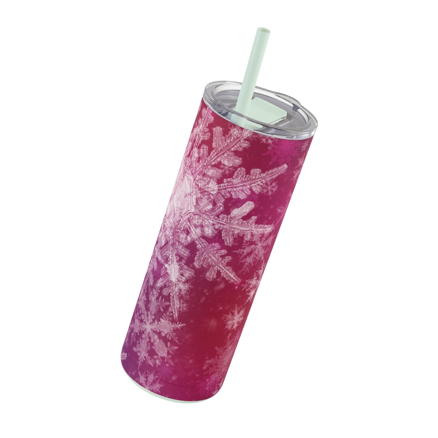 Pink Flamingo Snowflakes Maars Maker Skinny Matte Tumbler, 20oz