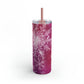 Pink Flamingo Snowflakes Maars Maker Skinny Matte Tumbler, 20oz