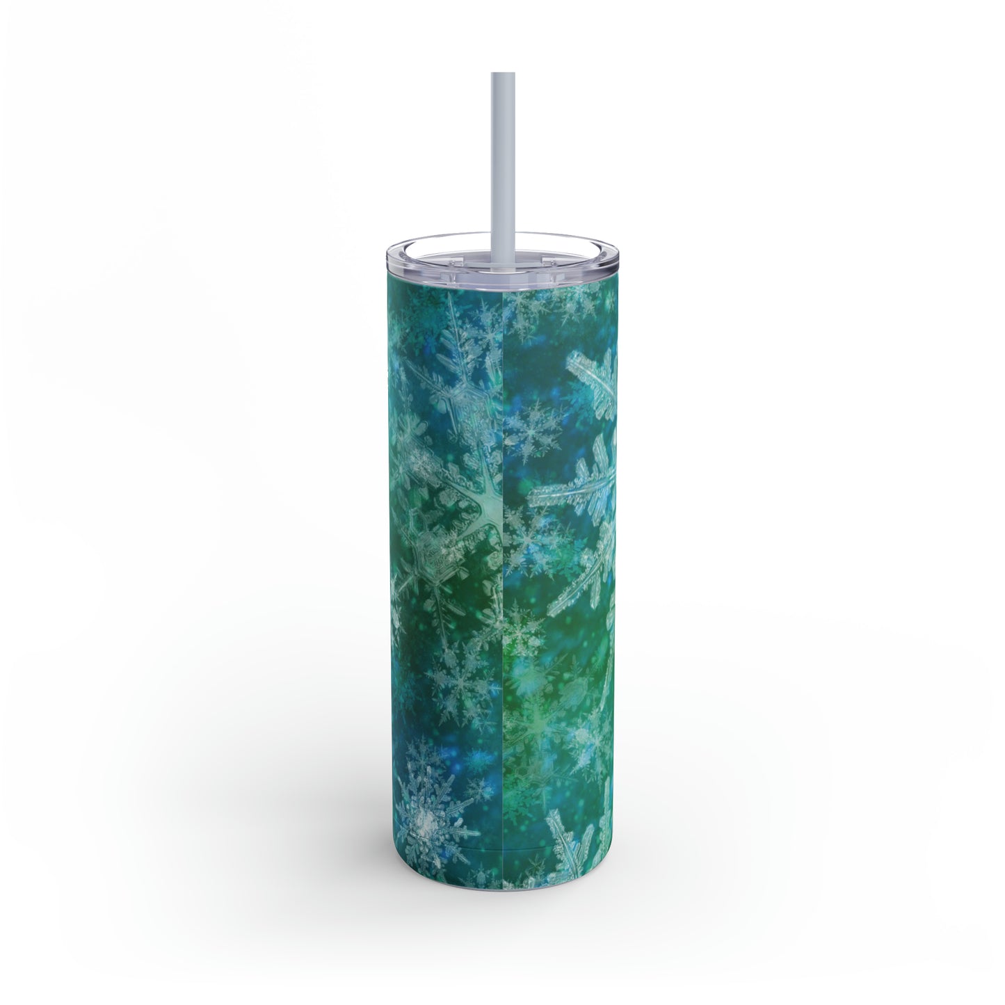 Emerald Green Snowflakes Maars Maker Skinny Matte Tumbler, 20oz