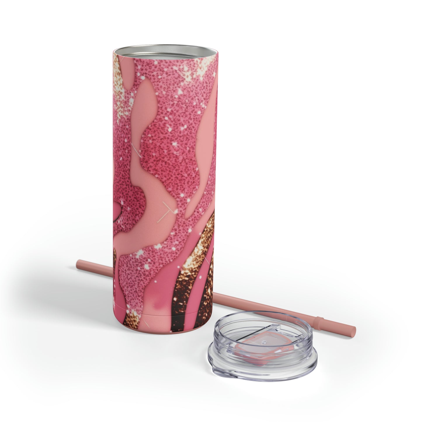Glitter Pink Animal Maars Maker Skinny Matte Tumbler, 20oz