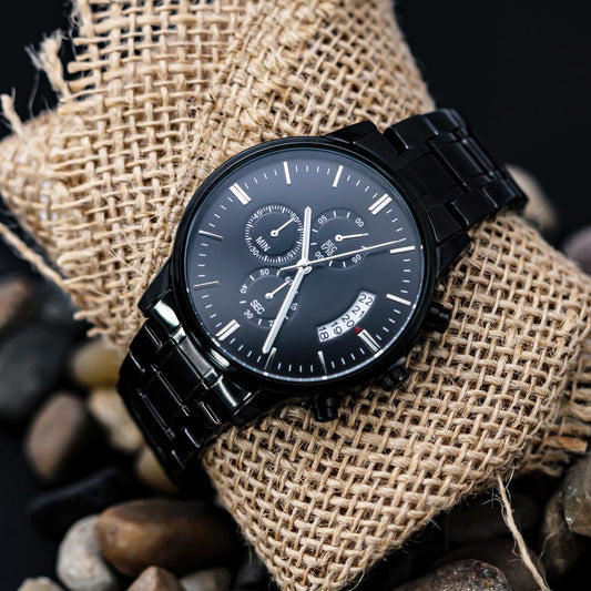 Personal & Customized Black Chronograph Watch