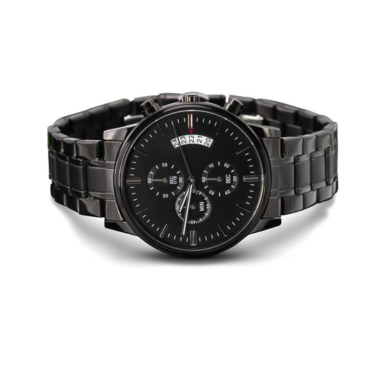 Luxury Customizable Engrave Black Chronograph Watch