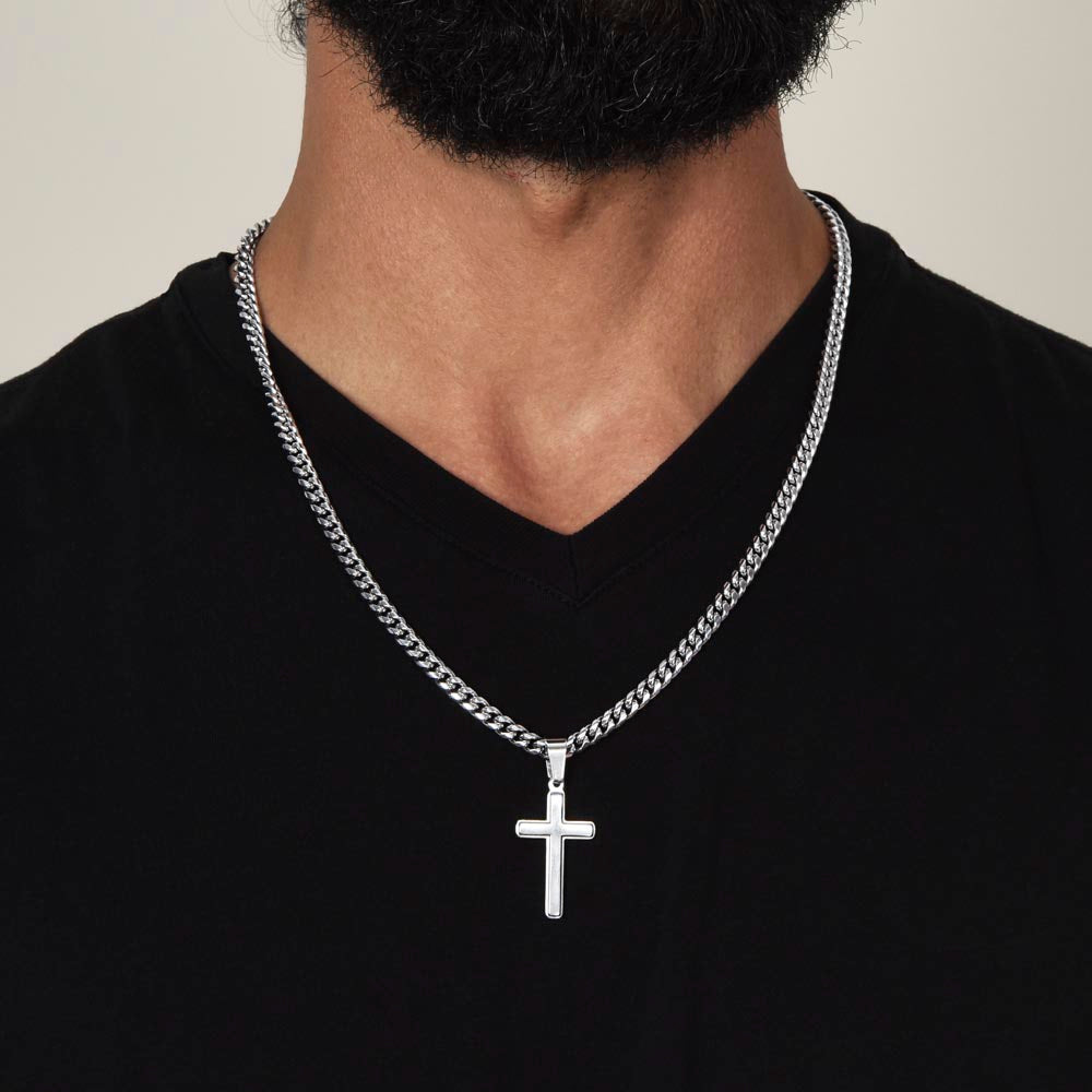 TO OUR SON CROSS NECKLACE FROM MOM & DAD